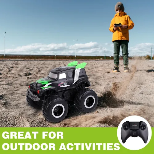 Miniatura 7 de Coches de control remoto anfibios, 1/20 Stunt RC Rock Crawler Monster Truck Toy con dos baterías recargables alternativas, vehículos todoterreno 4WD