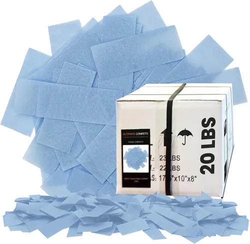 Miniatura 25 de Ultimate Confetti, Confeti Biodegradable Azul Bebé - Confeti de Papel de Seda Rectangular Revoloteante para Uso en Cañones y Lanzadores – Confeti