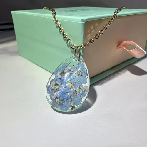 Miniatura 11 de Collar Forget Me Not – Collares de flores prensadas hechas a mano – Flores Forget-Me-Not que simbolizan el verdadero amor y respeto – Gran regalo