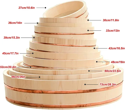 Miniatura 7 de Tina grande de madera japonesa Hangiri Sushi Arroz Mezclador para Sushi Restaurante Sushi 23 pulgadas/23.6 in Diámetro