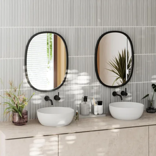 Miniatura 8 de Umbra Hub Oval Wall Mirror with Rubber Frame, Modern Room Decor for Entryways, Washrooms, Living Rooms and More, Black