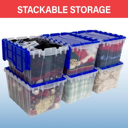 Miniatura 5 de Akro-Mils KeepBox 12 Gallon Storage Container, Nesting and Stackable Plastic Storage Box with Lid Attached, Clear Tote for Garages, Closets, and