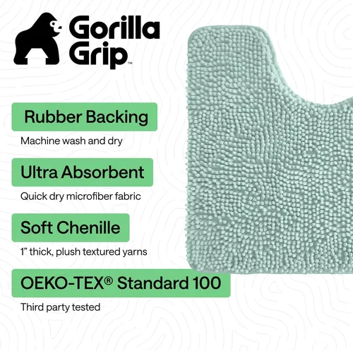 Miniatura 336 de Gorilla Grip - Tapete de baño de felpilla gruesa, suave y absorbente, secado rápido, de microfibra, con reverso de caucho, para piso de ducha, Nube