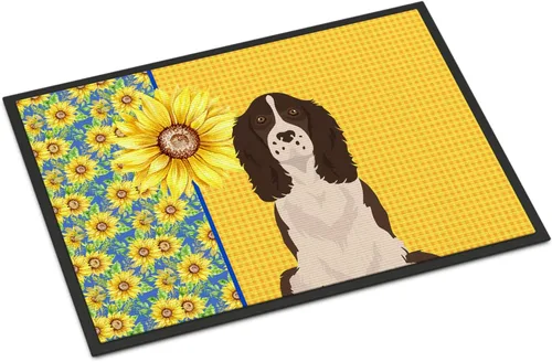Miniatura 82 de Caroline's Treasures WDK5313MAT Airedale Terrier - Tapete para puerta delantera de 18 x 27 pulgadas, diseño de girasoles de verano, para entrada