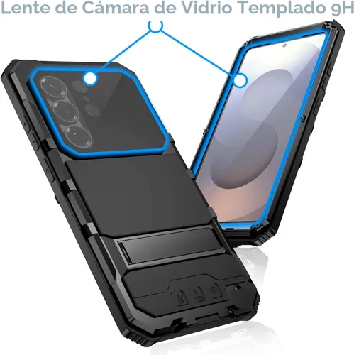 Miniatura 4 de Simicoo Funda de metal militar resistente compatible con Samsung Galaxy S26 Ultra protección contra caídas, cubierta de metal resistente con Negro