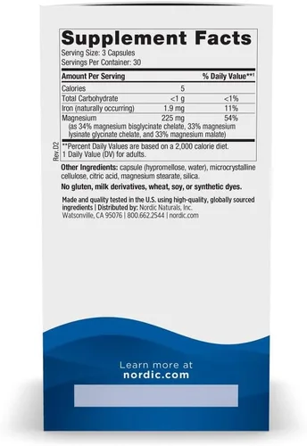 Miniatura 2 de Nordic Naturals Complejo de magnesio - 90 cápsulas - 225 mg de magnesio - Salud del cerebro y el corazón, estado de ánimo, energía y relajación