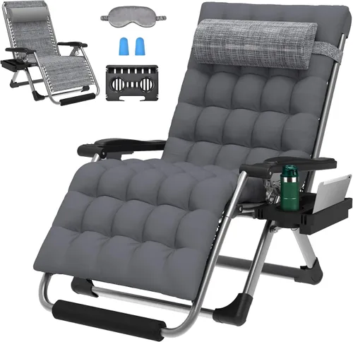 ZENPETIO Silla de gravedad cero de gran tamaño, silla reclinable de gravedad cero XXL de 33 pulgadas, silla antigravedad para interiores y