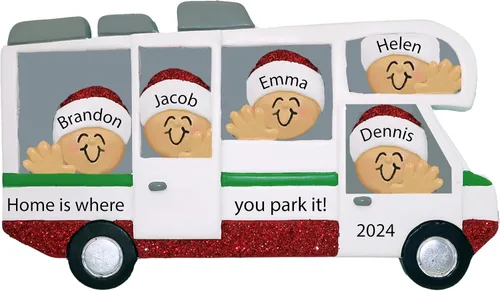 Miniatura 10 de Adorno de Navidad familiar personalizado para caravana 2025 – Decoración personalizada para caravana, autocaravana o remolque de viaje – Regalo