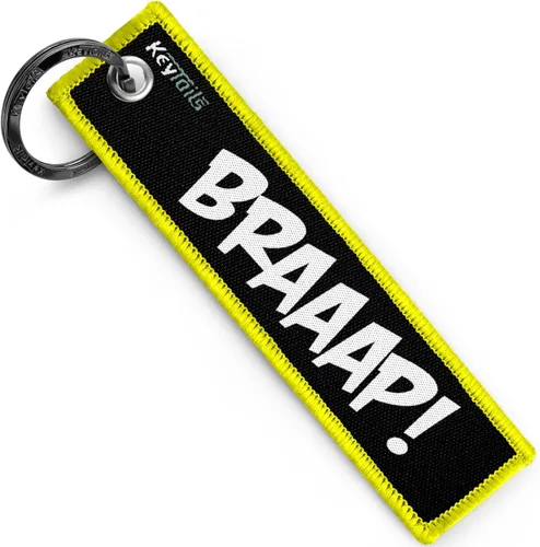 Keytails - Llaveros de calidad premium para motocicleta, coche, scooter, ATV, UTV [Braaap!] Amarillo hi-viz