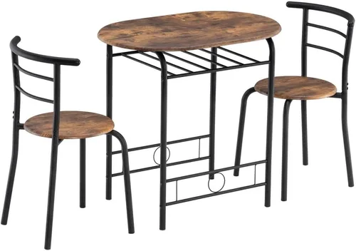 Miniatura 11 de VINGLI Juego de comedor de 3 piezas, juego de mesa de cocina pequeña para 2, juego de mesa de desayuno, mesa de madera de cocina con 2 sillas
