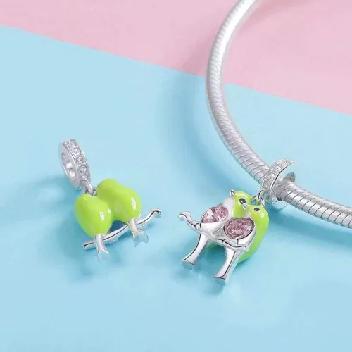 Miniatura 2 de Abalorio de plata de ley 925 con diseño de pájaros