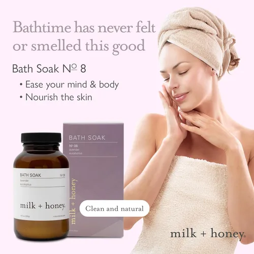 Miniatura 2 de Milk + Honey Remoje calmante de baño n.º 8 – Sal de Epsom hidratante con lavanda y eucalipto – Remoje relajante de aromaterapia para dolores