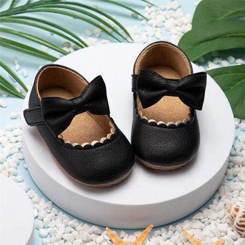 Miniatura 5 de Meckior Infant Baby Girls Soft Sole Bowknot Princess Wedding Dress Mary Jane Flats Prewalker Newborn Light Baby Sneaker Shoes
