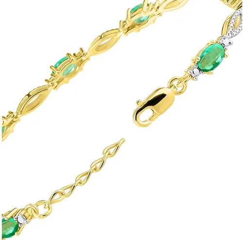 Miniatura 3 de Rylos Pulsera de tenis con piedras preciosas de piedra natal de 0.236 x 0.157 pulgadas, plata chapada en oro amarillo 925, ajustable a 7-8 pulgadas