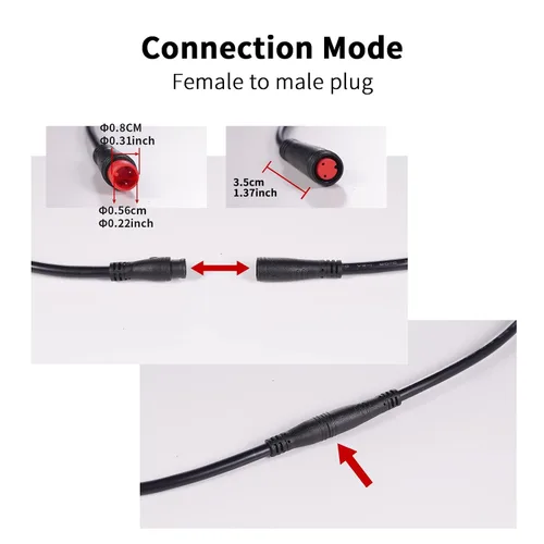 Miniatura 7 de Cable de extensión de 2 pines, 3 pines, 4 pines, 5 pines, 6 pines, 8 pines, 9 pines, enchufe impermeable, funciona para luz de bicicleta eléctrica