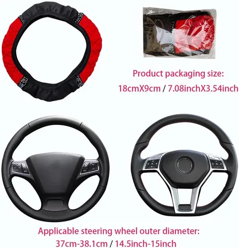 Miniatura 3 de Funda de volante de cuero de microfibra con forro antideslizante, accesorio universal para automóvil con un diámetro de 14.5-15 pulgadas (blanco)