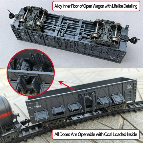 Miniatura 4 de Juego de tren eléctrico, locomotora de vapor eléctrica de aleación SS7C con vagones de pasajeros y pista larga, modelo realista con luces, sonidos