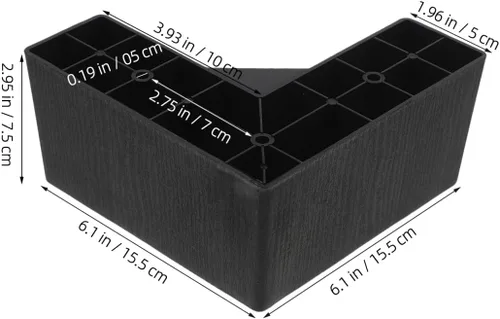 Miniatura 2 de NUOBESTY Patas de muebles en forma de L, paquete de 4 con tornillos de 5.90 x 5.90 x 2.95 pulgadas, pies de soporte de plástico para sofá, cama