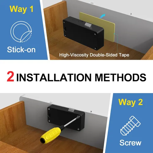 Miniatura 9 de eLinkSmart - Cerradura de cajón oculta para gabinete con tarjeta NFC RFID, aplicación Bluetooth, seguridad infantil, no requiere taladrar para Negro