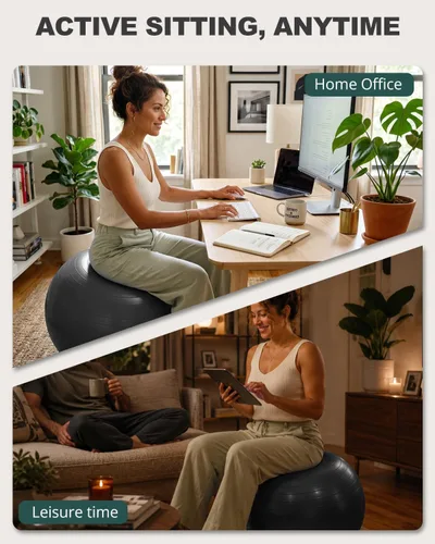 Miniatura 7 de Trideer Pelota de ejercicio para yoga, pilates y fitness. Equipo de pelota de estabilidad para gimnasio en casa y silla de oficina, accesorios