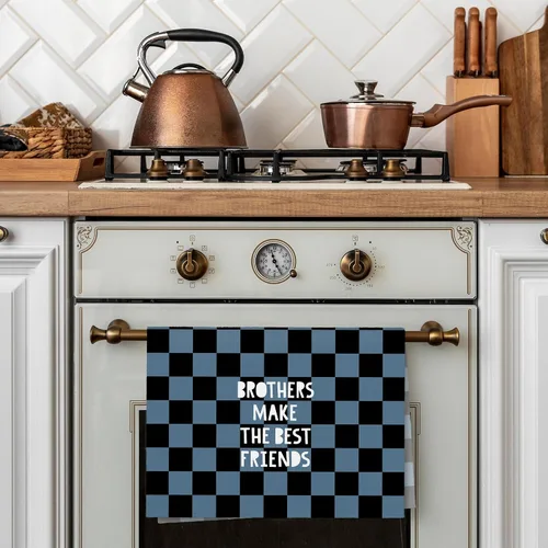 Miniatura 4 de Toallas de mano para niños, toallas de mano a cuadros azules y negros para el baño de los niños pequeños, Brothers Make The Best Friends, toallas