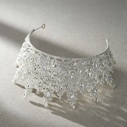 Miniatura 6 de SWEETV Corona de tiara para mujer, tiara de boda para novia, tocado de princesa de cristal, corona de quinceañera para niñas, corona de graduación