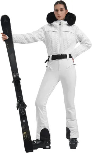 Miniatura 127 de GSOU SNOW Traje de esquí para mujer, traje de nieve delgado de una pieza, chaqueta de nieve, impermeable, resistente al viento, deportes al aire