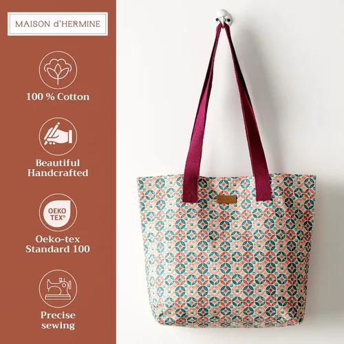 Miniatura 2 de Maison d' Hermine - Bolsa de lona de algodón reutilizable para mujeres, con asa para el hombro, bolsas a granel para compras y viajes