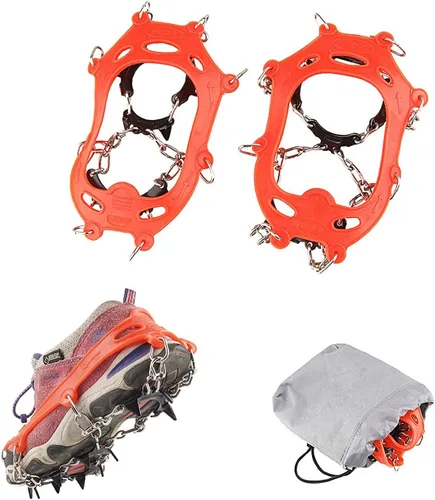 Miniatura 8 de Crampones de 11 picos para niños, botas de senderismo, tacos de hielo, 11 dientes, antideslizantes, para senderismo, escalada, caminar, niños