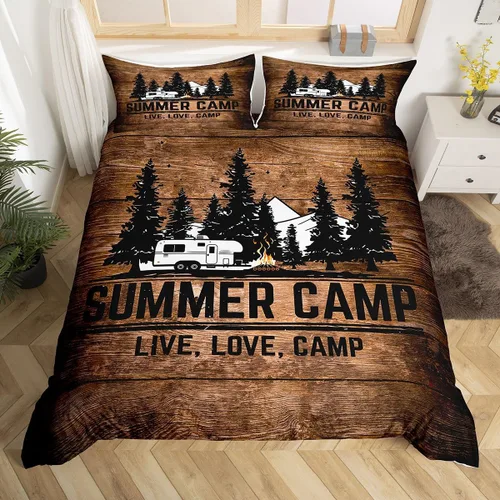 Miniatura 13 de Castle Fairy Juego de ropa de cama tamaño individual, juego de funda de edredón con diseño de ciervos y pinos para niños y niñas, juego de funda