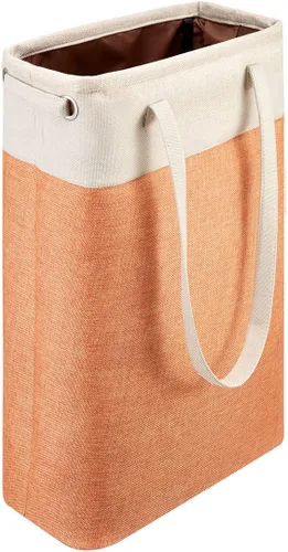 Miniatura 13 de Cesta de ropa sucia con asas beige y marrón, cesta de lavandería delgada plegable, cesta de ropa sucia estrecha, bolsa de lavandería plegable, cesto