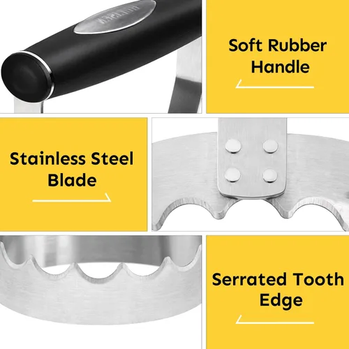 Miniatura 3 de HULISEN Picador de Alimentos Dentado para Cubiertos, Picador Manual de Mano de Acero Inoxidable de 3 Pulgadas con Mango de Agarre y Borde de Diente