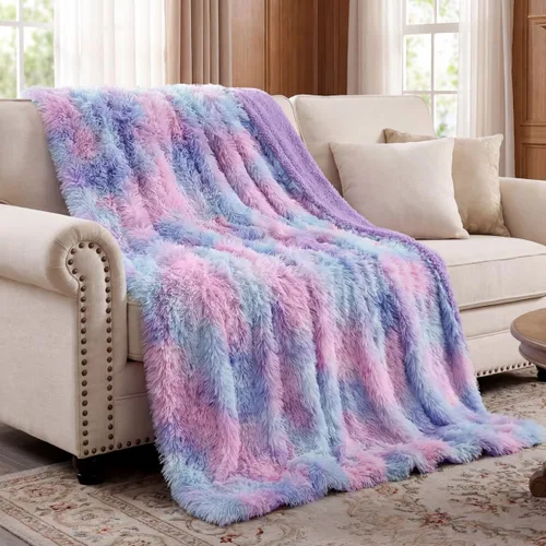 KAWAHOME Manta de piel sintética para cama, ultra suave, cálida, lanuda y esponjosa para sofá, ropa de cama afelpada, acogedora y lujosa para