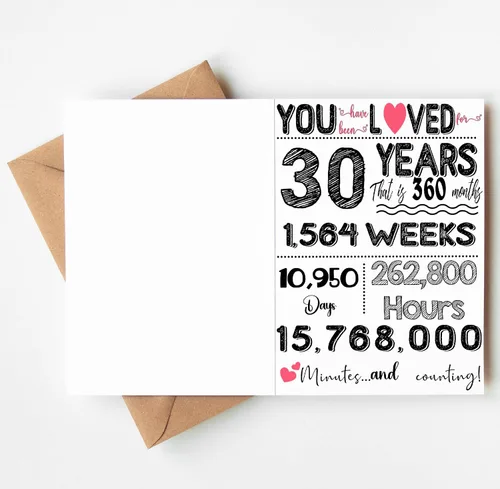Miniatura 2 de Tarjeta de cumpleaños número 30 para él o ella – Divertida tarjeta de felicitación de hitos plegada de 5 x 7 pulgadas, cartulina de 12.35 oz/m²