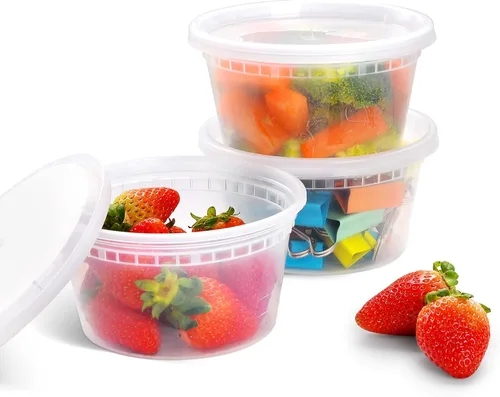 Miniatura 5 de EDI [12 onzas, 50 juegos] Contenedores de plástico para almacenar alimentos con tapas herméticas Apto para microondas, congelador, lavavajillas