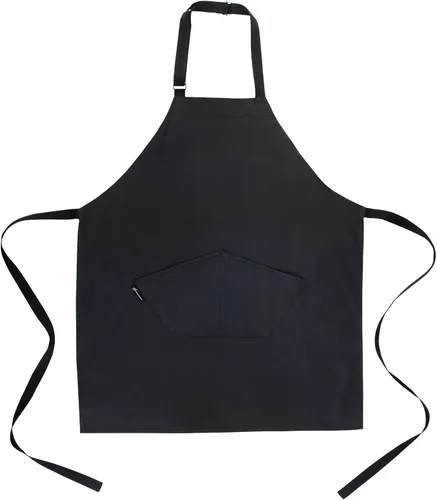Miniatura 2 de Restaurantware Delantal de cocina de 32 x 26 pulgadas, 1 delantal de chef ignífugo, correas ajustables para el cuello para hombres y mujeres, Negro