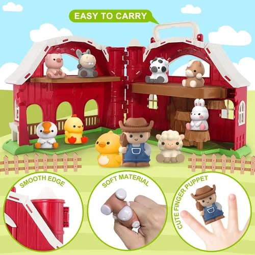 Miniatura 3 de Juguete de granero grande de animales de granja para niños de 1, 2 y 3 años, juguetes Montessori educativos para niños pequeños, juego de simulación