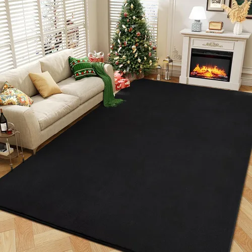 Miniatura 9 de Amearea Alfombras Modernas de Área para Dormitorio, Sala de Estar, 4x6 Pies Alfombra Negra de Espuma Viscoelástica Engrosada, Alfombras Mullidas