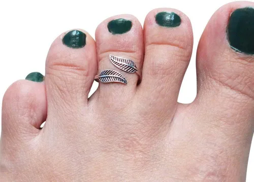 Miniatura 19 de Handmade Silver Leaf Wrap Adjustable Toe Ring, 925 Sterling Silver, Classic Floral Open Toe, Pinky or Knuckle Rings for Women, foot bare jewelry