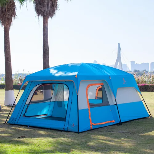 Miniatura 5 de KTT Extra Large Tent 10-12-14 Person(Style-B),Family Cabin Tents,2 Rooms,3 Doors and 3 Windows with Mesh,Straight Wall,Waterproof,Double Layer,Big