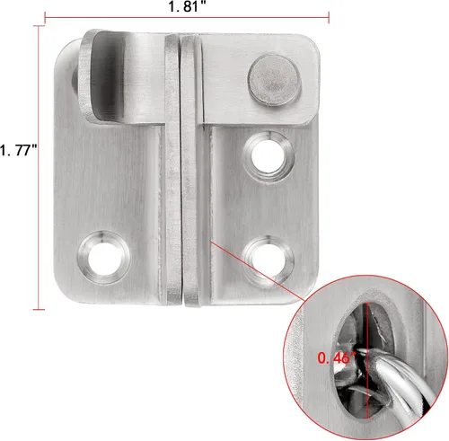 Miniatura 2 de INIRET Paquete de 2 pestillos abatibles, 1.81 x 1.77 pulgadas, acero inoxidable de níquel cepillado grueso, resistente, cerrojo para puerta