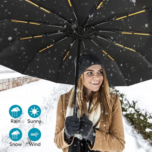 Miniatura 7 de travel inspira Reverse Umbrella Automatic OpenClose, Inverted Folding Umbrella with Reflective Stripes UPF 50+ 99% UV Protection Compact Heavy-Duty