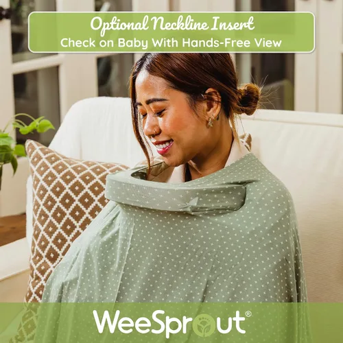 Miniatura 4 de WeeSprout Manta de Lactancia para Amamantar, Poncho de Lactancia Suave y Transpirable, Inserción para el Cuello para Vista Manos Libres, Manta