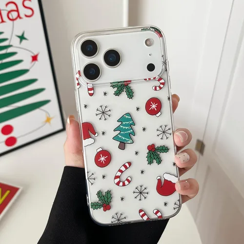 Miniatura 14 de RALEAVO Funda de Navidad Transparente Clara para iPhone 11, bonita funda de invierno para mujeres, niñas y niños con sombreros, campanas, delgada