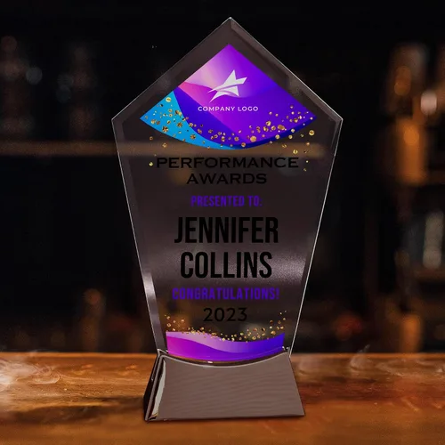 Miniatura 5 de Placa de vidrio personalizada de 9 1/4 pulgadas, placa personalizada como premios y trofeos, placas de vidrio para premios como jubilación y Diseño 3