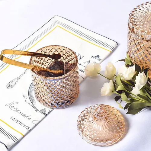Miniatura 6 de Rainie Love Home - Juego básico de organización de almacenamiento de alimentos, tarro facetado de diamante de cristal con tapa de cristal, adecuado