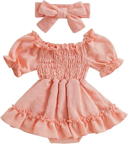 Miniatura 35 de Mameluco de verano para niña, sin mangas, vintage, con burbujas, vestido de mameluco lindo y diadema