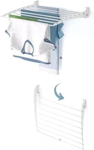 Miniatura 37 de foxydry Tendedero plegable para colgar en la pared, vertical plegable para interiores y exteriores, en acero aluminio (31.5 in)