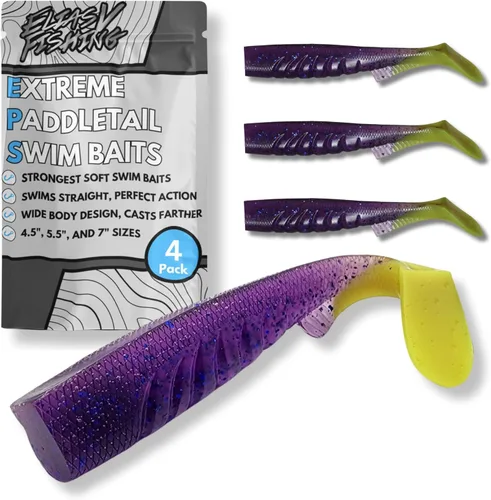 Miniatura 8 de Señuelos de Natación de Cola de Paleta Extremos - Señuelos de Natación de Plástico Suave, Señuelos de Natación de Cola de Paleta Premium para Pesca