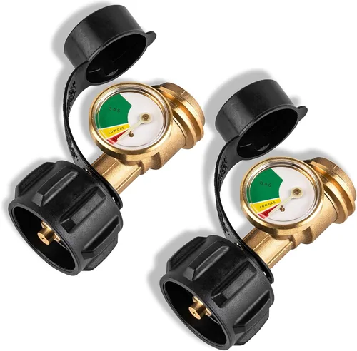 2 medidores de tanque de propano con detector de fugas, indicador de nivel universal para tanques de 5 a 40 libras, compatible con estufas de